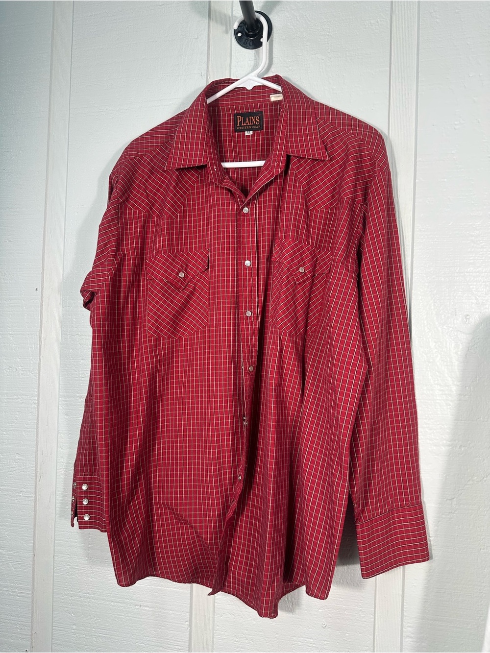 Plains Red Vintage Western Shirt Size XL EUC